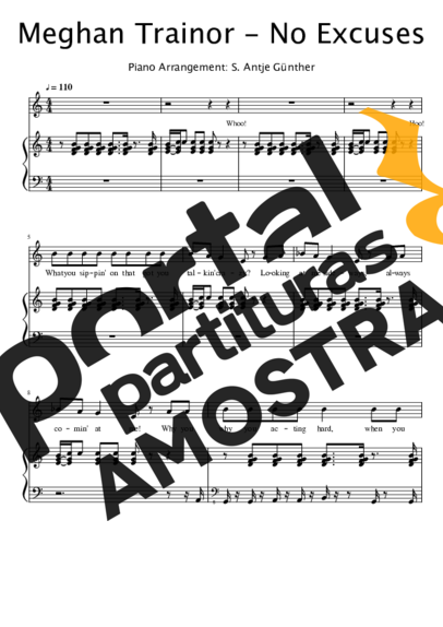 Meghan Trainor No excuses partitura para Piano