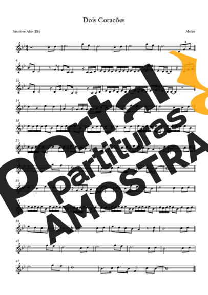 Melim Dois Coracões partitura para Saxofone Alto (Eb)