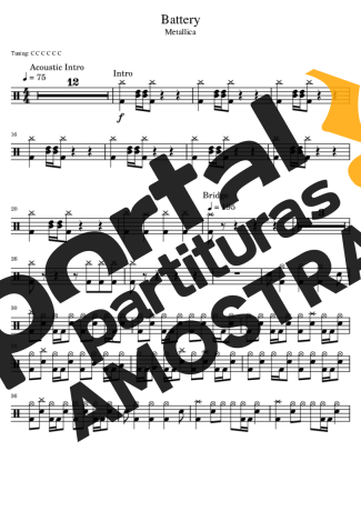 Metallica Battery partitura para Bateria