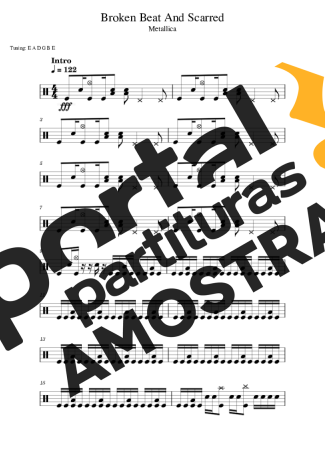 Metallica Broken Beat And Scarred partitura para Bateria