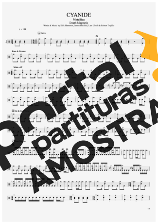 Metallica Cyanide partitura para Bateria