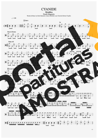 Metallica  partitura para Bateria