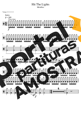 Metallica Hit The Lights partitura para Bateria
