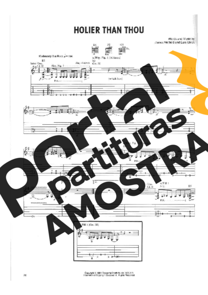 Metallica Holier Than Thou partitura para Guitarra