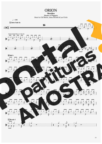 Metallica  partitura para Bateria