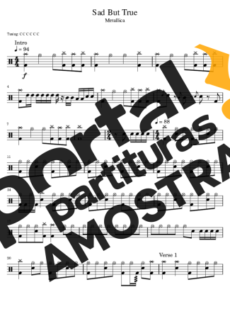 Metallica  partitura para Bateria