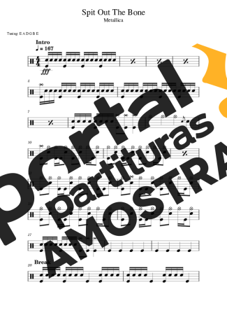 Metallica Spit Out The Bone partitura para Bateria
