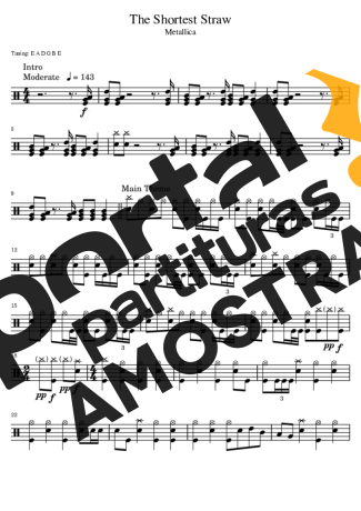 Metallica The Shortest Straw partitura para Bateria