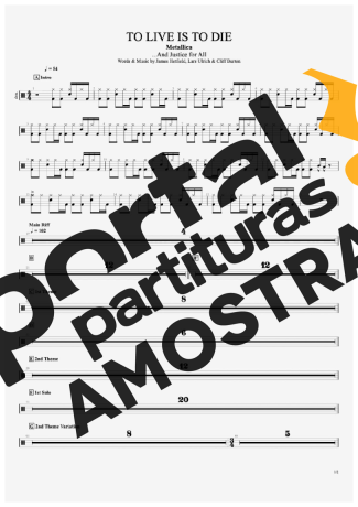 Metallica  partitura para Bateria