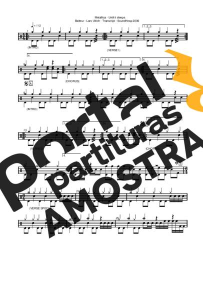 Metallica  partitura para Bateria