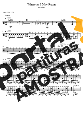 Metallica Wherever I May Roam partitura para Bateria