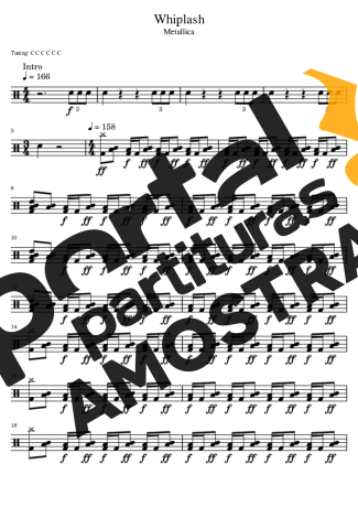 Metallica Whiplash partitura para Bateria
