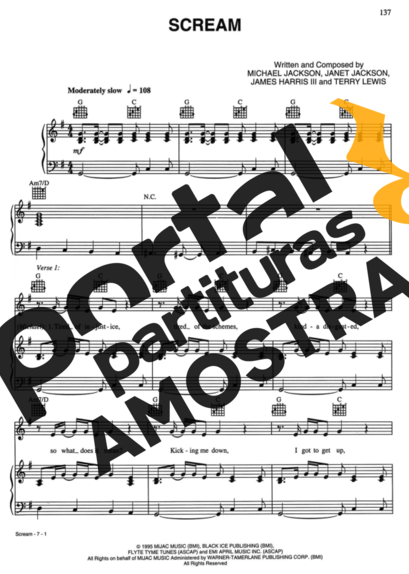 Michael Jackson Scream partitura para Piano