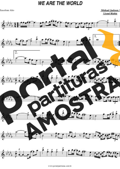 Michael Jackson We Are the World partitura para Saxofone Alto (Eb)