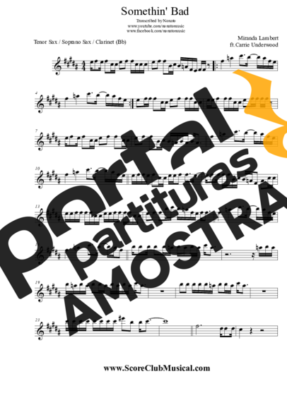 Miranda Lambert  partitura para Saxofone Tenor Soprano (Bb)