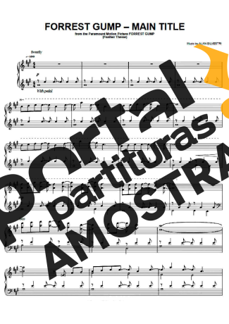 Movie Soundtracks (Temas de Filmes) Forrest Gump Main Title partitura para Piano