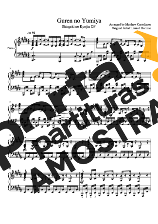 Movie Soundtracks (Temas de Filmes) Guren No Yumiya partitura para Piano