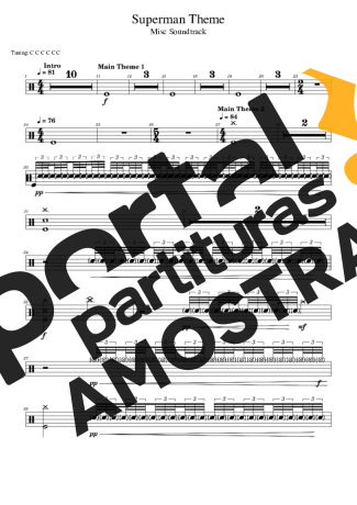 Movie Soundtracks (Temas de Filmes) Superman Theme partitura para Bateria