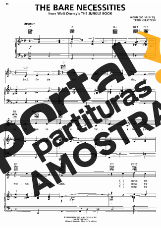 Movie Soundtracks (Temas de Filmes) The Bare Necessities partitura para Piano
