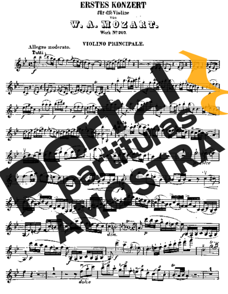 Mozart Violin Concerto No. 1 partitura para Violino