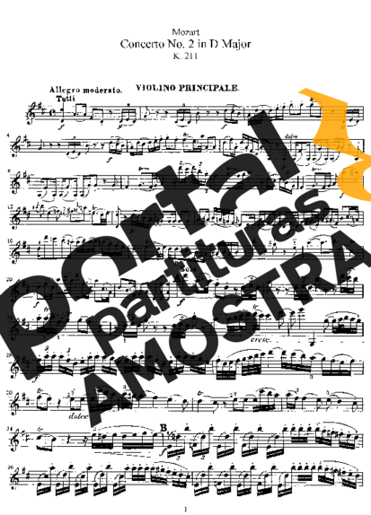 Mozart  partitura para Violino