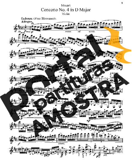 Mozart  partitura para Violino