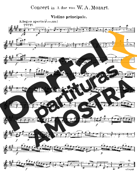 Mozart Violin Concerto No. 5 partitura para Violino