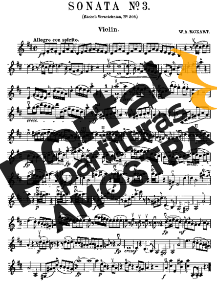 Mozart  partitura para Violino