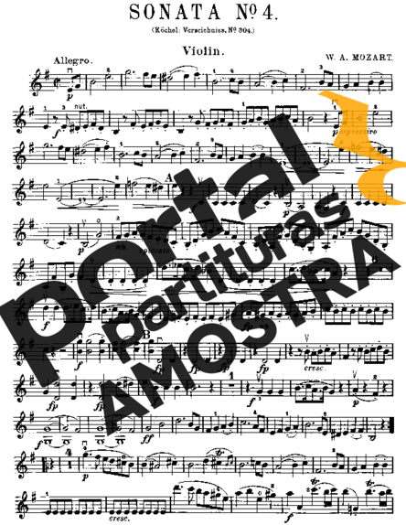 Mozart  partitura para Violino