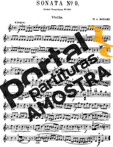 Mozart Violin Sonata 09 partitura para Violino