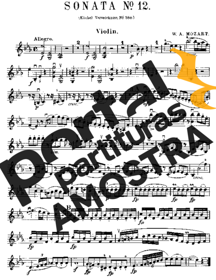 Mozart Violin Sonata 12 partitura para Violino