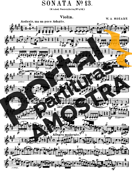 Mozart Violin Sonata 13 partitura para Violino