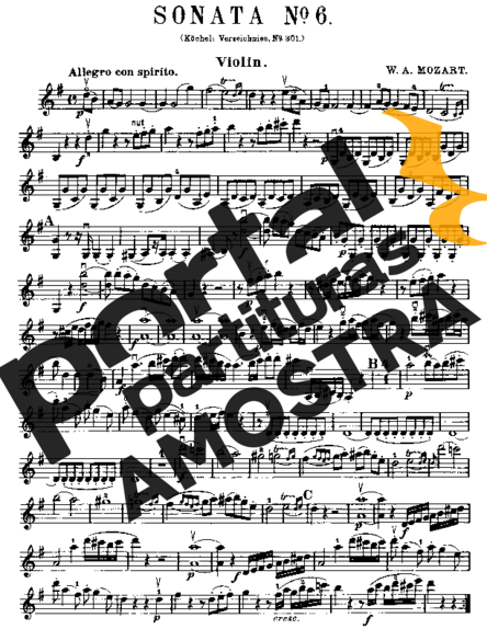 Mozart  partitura para Violino