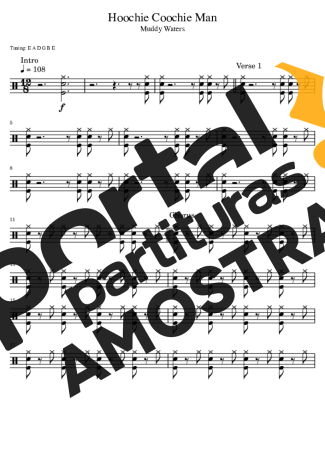 Muddy Waters Hoochie Coochie Man partitura para Bateria