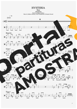 Muse Hysteria partitura para Bateria
