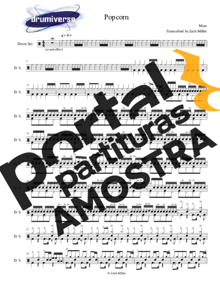 Muse Popcorn partitura para Bateria