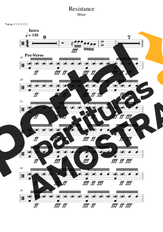 Muse Resistance partitura para Bateria