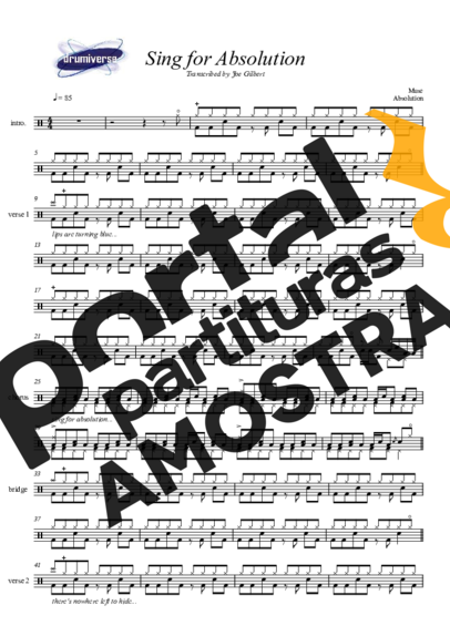 Muse Sing For Absolution partitura para Bateria