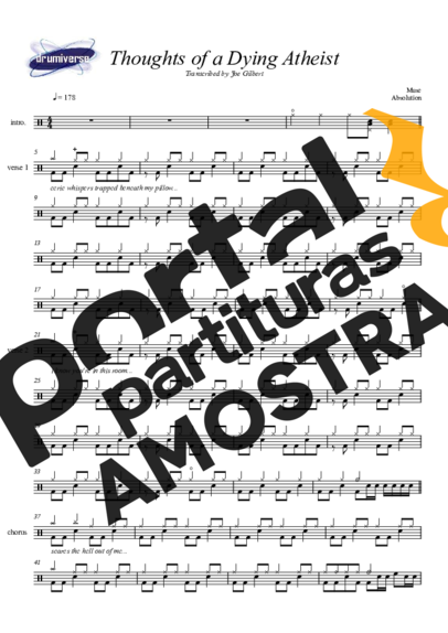 Muse Thoughts Of A Dying Atheist partitura para Bateria