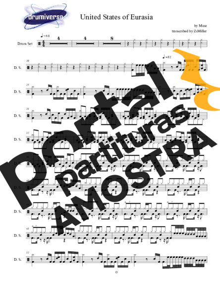 Muse United Statesof Eurasia partitura para Bateria