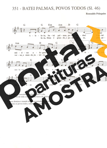 Catholic Church Music (Músicas Católicas) Batei Palmas Povos Todos partitura para Teclado
