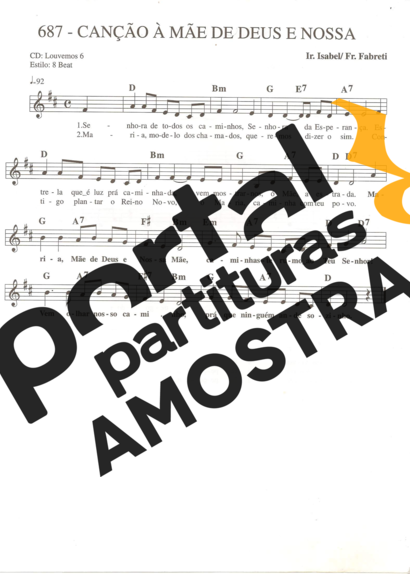 Catholic Church Music (Músicas Católicas) Canção à Mãe de Deus e Nossa partitura para Teclado