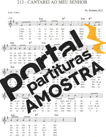 Catholic Church Music (Músicas Católicas) Cantarei Ao Meu Senhor partitura para Teclado