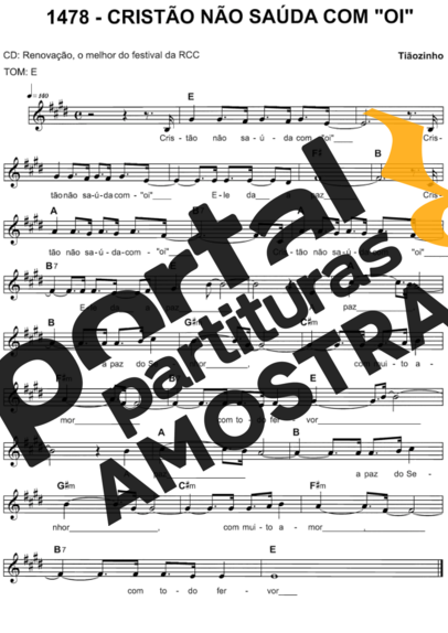 Catholic Church Music (Músicas Católicas) Cristão Não Saúda Com Oi partitura para Teclado