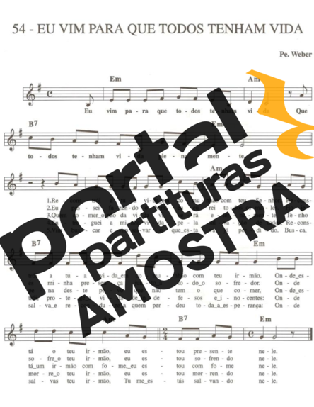 Catholic Church Music (Músicas Católicas) Eu Vim Para Que Todos Tenham Vida partitura para Teclado