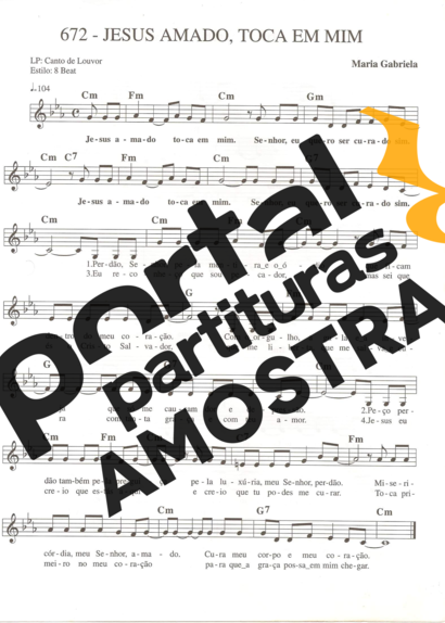 Catholic Church Music (Músicas Católicas) Jesus Amado Toca em Mim partitura para Teclado