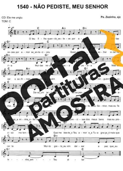 Catholic Church Music (Músicas Católicas) Não Pediste Meu Senhor partitura para Teclado