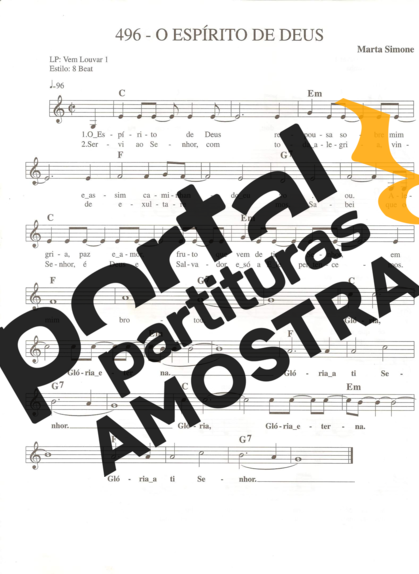 Catholic Church Music (Músicas Católicas) O Espírito de Deus partitura para Teclado