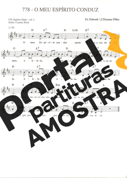 Catholic Church Music (Músicas Católicas) O Meu Espírito Conduz partitura para Teclado