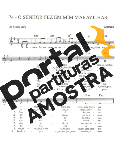 Catholic Church Music (Músicas Católicas) O Senhor Fez em Mim Maravilhas partitura para Teclado